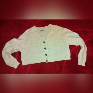 Hollister White Cropped Oversize Sweater